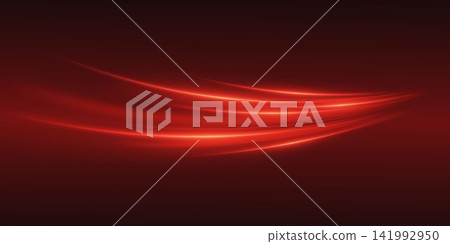 Glowing red energy lines creating a dynamic light streak on a dark background Glowing red energy lines creating a dynamic light streak on a dark background 141992950