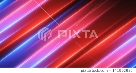 Glowing parallel diagonal lines forming a vibrant, energetic abstract pattern 141992953