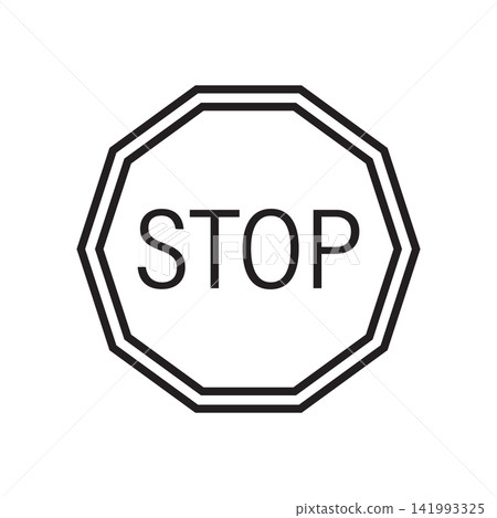 Stop sign icon in flat style. A prohibition for enter vector illustration on isolated background. Forbidden traffic signal sign business concept. Stop sign icon in flat style. A prohibition for enter vector illustration on isolated background. Forbidden traffic signal sign business concept. 141993325