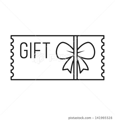 Gift card with ribbon icon in flat style. Loyalty certificate vector illustration on isolated background. Promotion coupon sign business concept. 141993328