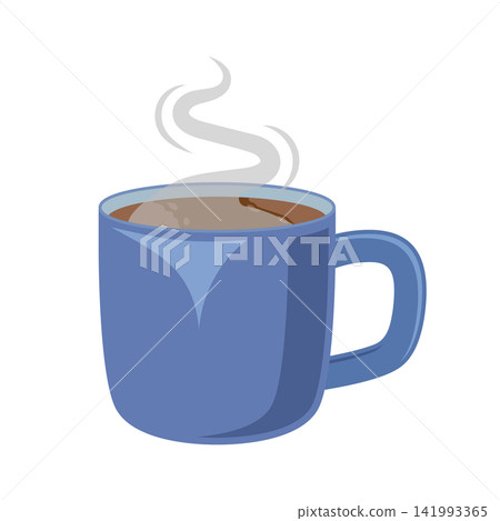 Hot drink cup with steam icon in flat style. Coffee or tea mug vector illustration on isolated background. Healthy beverage sign business concept. Hot drink cup with steam icon in flat style. Coffee or tea mug vector illustration on isolated background. Healthy beverage sign business concept. 141993365