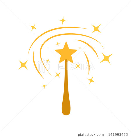 Magic wand icon in flat style. Fairy golden rod vector illustration on isolated background. Magician fantasy stick sign business concept. Magic wand icon in flat style. Fairy golden rod vector illustration on isolated background. Magician fantasy stick sign business concept. 141993453