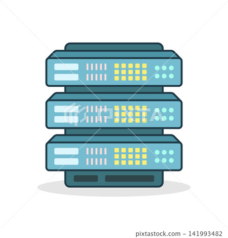 Cloud storage icon in flat style. Server database vector illustration on isolated background. Data center sign business concept. 141993482