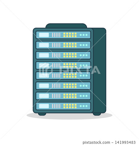 Cloud storage icon in flat style. Server database vector illustration on isolated background. Data center sign business concept. Cloud storage icon in flat style. Server database vector illustration on isolated background. Data center sign business concept. 141993483