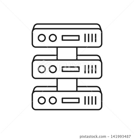 Cloud storage icon in flat outline stroke style. Server database vector illustration on isolated background. Data center sign business concept. Cloud storage icon in flat outline stroke style. Server database vector illustration on isolated background. Data center sign business concept. 141993487