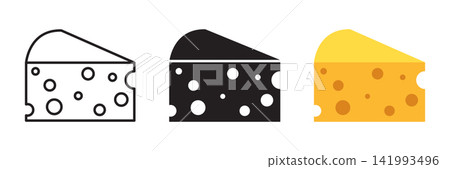 Cheese icon set collection in flat style. Swiss cheese vector illustration on isolated background. Dairy product sign business concept. Cheese icon set collection in flat style. Swiss cheese vector illustration on isolated background. Dairy product sign business concept. 141993496