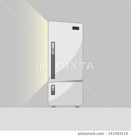 Fridge with open door icon in flat style. Refrigerator with light vector illustration on isolated background. Household appliance sign business concept. Fridge with open door icon in flat style. Refrigerator with light vector illustration on isolated background. Household appliance sign business concept. 141993518