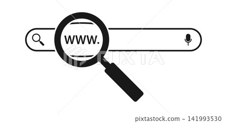 Search bar UI with magnifying glass icon in flat style. Navigation bar in browser vector illustration on isolated background. Website button sign business concept. Search bar UI with magnifying glass icon in flat style. Navigation bar in browser vector illustration on isolated background. Website button sign business concept. 141993530