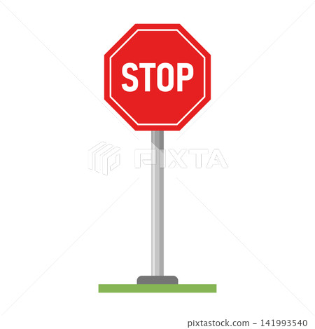 Stop sign icon in flat style. A prohibition for enter vector illustration on isolated background. Forbidden traffic signal sign business concept. Stop sign icon in flat style. A prohibition for enter vector illustration on isolated background. Forbidden traffic signal sign business concept. 141993540