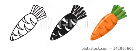Carrot with with green leaves icon set collection in flat style. Healthy food vector illustration on isolated background. Fresh vegetable sign business concept. Carrot with with green leaves icon set collection in flat style. Healthy food vector illustration on isolated background. Fresh vegetable sign business concept. 141993605
