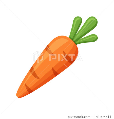 Carrot with with green leaves icon in flat style. Healthy food vector illustration on isolated background. Fresh vegetable sign business concept. Carrot with with green leaves icon in flat style. Healthy food vector illustration on isolated background. Fresh vegetable sign business concept. 141993611