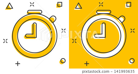 Vector cartoon clock timer icon in comic style. Time alarm concept illustration pictogram. Stopwatch clock business splash effect concept. Vector cartoon clock timer icon in comic style. Time alarm concept illustration pictogram. Stopwatch clock business splash effect concept. 141993635