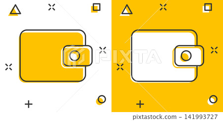 Vector cartoon wallet icon in comic style. Money purse sign illustration pictogram. Wallet business splash effect concept. Vector cartoon wallet icon in comic style. Money purse sign illustration pictogram. Wallet business splash effect concept. 141993727