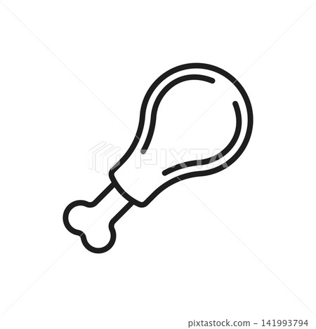 Chicken or turkey leg icon in flat style. Drumstick vector illustration on isolated background. Grilled food sign business concept. 141993794
