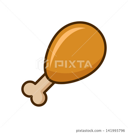 Chicken or turkey leg icon in colorful flat style. Drumstick vector illustration on isolated background. Grilled food sign business concept. 141993796