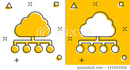 Vector cartoon cloud computing technology icon in comic style. Infographic analytics illustration pictogram. Network business splash effect concept. Vector cartoon cloud computing technology icon in comic style. Infographic analytics illustration pictogram. Network business splash effect concept. 141993988