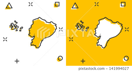 Vector cartoon Ecuador map icon in comic style. Ecuador sign illustration pictogram. Cartography map business splash effect concept. Vector cartoon Ecuador map icon in comic style. Ecuador sign illustration pictogram. Cartography map business splash effect concept. 141994027