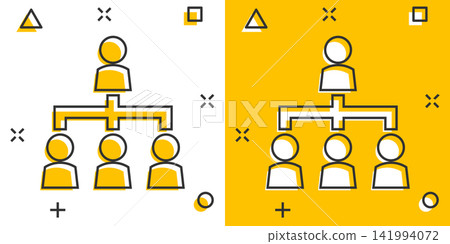 Vector cartoon people corporate organization chart icon in comic style. People cooperation concept illustration pictogram. Teamwork business splash effect concept. Vector cartoon people corporate organization chart icon in comic style. People cooperation concept illustration pictogram. Teamwork business splash effect concept. 141994072