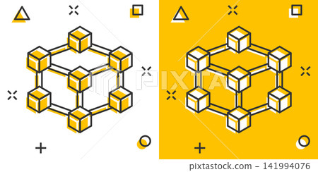 Vector cartoon blockchain technology icon in comic style. Cryptography cube block concept illustration pictogram. Blockchain algorithm business splash effect concept. Vector cartoon blockchain technology icon in comic style. Cryptography cube block concept illustration pictogram. Blockchain algorithm business splash effect concept. 141994076