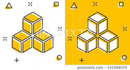 Vector cartoon blockchain technology icon in comic style. Cryptography cube block concept illustration pictogram. Blockchain algorithm business splash effect concept. Vector cartoon blockchain technology icon in comic style. Cryptography cube block concept illustration pictogram. Blockchain algorithm business splash effect concept. 141994079