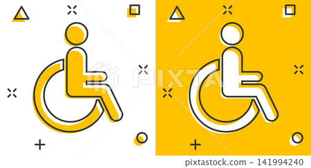 Vector cartoon man in wheelchair icon in comic style. Handicapped invalid sign illustration pictogram. People business splash effect concept. Vector cartoon man in wheelchair icon in comic style. Handicapped invalid sign illustration pictogram. People business splash effect concept. 141994240