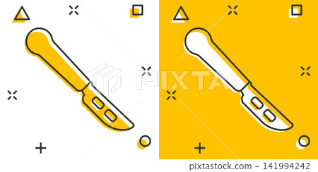 Vector cartoon medical scalpel icon in comic style. Hospital surgery knife sign illustration pictogram. Scalpel business splash effect concept. Vector cartoon medical scalpel icon in comic style. Hospital surgery knife sign illustration pictogram. Scalpel business splash effect concept. 141994242