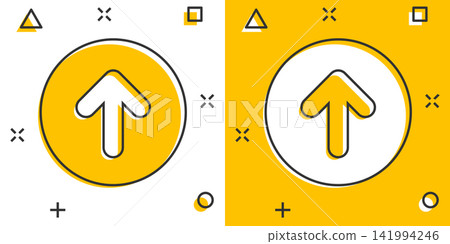 Vector cartoon arrow up icon in comic style. Forward arrow sign illustration pictogram. Cursor business splash effect concept. Vector cartoon arrow up icon in comic style. Forward arrow sign illustration pictogram. Cursor business splash effect concept. 141994246