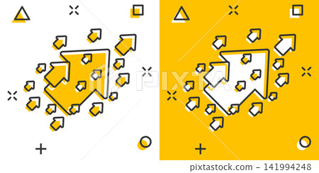 Vector cartoon arrow up icon in comic style. Forward arrow sign illustration pictogram. Cursor business splash effect concept. Vector cartoon arrow up icon in comic style. Forward arrow sign illustration pictogram. Cursor business splash effect concept. 141994248