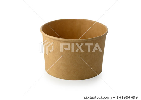 Empty Brown Kraft Paper Bowl Isolated on White Empty Brown Kraft Paper Bowl Isolated on White 141994499