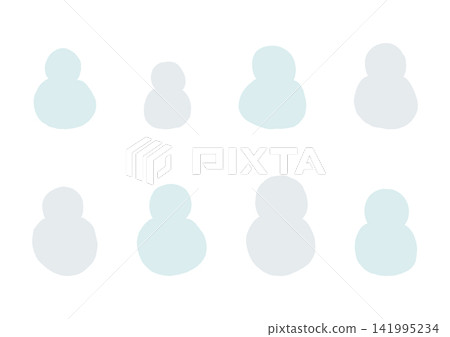 A cute, hand-drawn snowman shape set (blue and gray) A cute, hand-drawn snowman shape set (blue and gray) 141995234