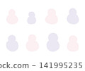 A cute, hand-drawn snowman shape set (pink and purple) 141995235