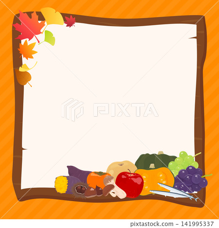 Lots of autumn flavors and a wooden sign frame 1_square Lots of autumn flavors and a wooden sign frame 1_square 141995337