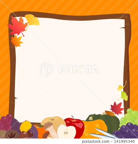 Lots of autumn flavors and a wooden sign frame 2_square Lots of autumn flavors and a wooden sign frame 2_square 141995340