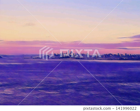 Soft Pink Sunset Seascape 141996022