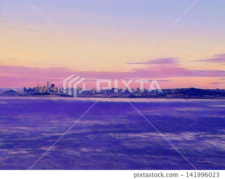 Purple Sunset Over Coastal Hills Purple Sunset Over Coastal Hills 141996023
