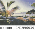 Tropical Palm Trees by the Sea 141996039
