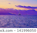 Golden Pink Sunset Over Mountains 141996050