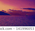 Purple and Orange Coastal Sunset 141996053