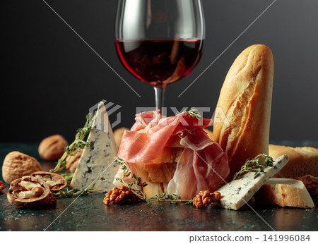 Red wine with traditional Mediterranean snacks. Red wine with traditional Mediterranean snacks. 141996084