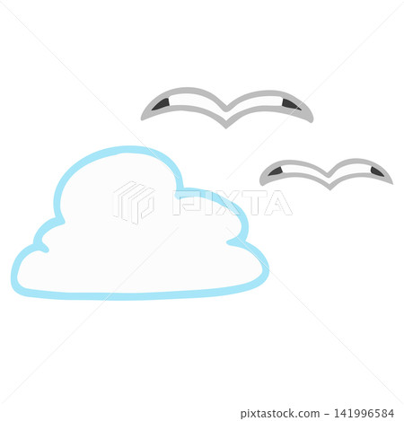 雲和海鷗的簡單插圖 雲和海鷗的簡單插圖 141996584