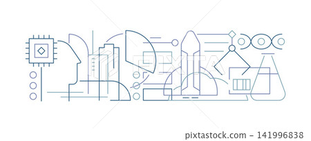 High tech trends. AI, robotics, space and big data analysis High tech trends. AI, robotics, space and big data analysis 141996838