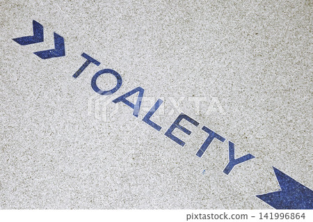 Polish Restroom Direction Sign on Textured Floor for Public Facilities Design Polish Restroom Direction Sign on Textured Floor for Public Facilities Design 141996864