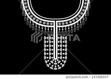 Necklace ethnic pattern. Neckline embroidery style. Ethnic collar lace oriental pattern. Neckline floral pattern design for dress, textile, fabric, clothing, fashion, print, embroidery style Necklace ethnic pattern. Neckline embroidery style. Ethnic collar lace oriental pattern. Neckline floral pattern design for dress, textile, fabric, clothing, fashion, print, embroidery style 141996937