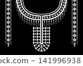Necklace ethnic pattern. Neckline embroidery style. Ethnic collar lace oriental pattern. Neckline floral pattern design for dress, textile, fabric, clothing, fashion, print, embroidery style 141996938