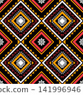 Geometric with floral pattern. Geometric ethnic oriental pattern. Ethnic pattern. floral pattern fabric design for clothing, textile, background, wallpaper, carpet, print, embroidery style 141996946