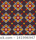 Geometric with floral pattern. Geometric ethnic oriental pattern. Ethnic pattern. floral pattern fabric design for clothing, textile, background, wallpaper, carpet, print, embroidery style 141996947