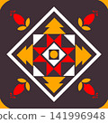 Geometric with floral pattern. Geometric ethnic oriental pattern. Ethnic pattern. floral pattern fabric design for clothing, textile, background, wallpaper, carpet, print, embroidery style 141996948
