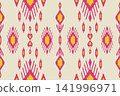 Ikat Pattern DesigIkat Pattern Design for Fabric. Ethnic fabrn for Fabric. Ethnic fabric design. clothing, textile, wrapping, background, wallpaper, carpet, embroidery, print, ornament, wrapping paper 141996971