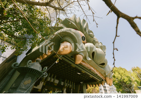 Lion Buddist temple Pagoda at the Namba Shrine in Osaka Japan Lion Buddist temple Pagoda at the Namba Shrine in Osaka Japan 141997009