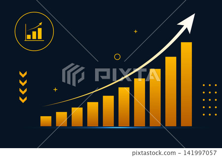 Rising bar graph and upward arrow 141997057